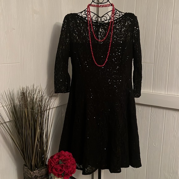 SLNY Cocktail Wedding Piece Long Sleeve Sheath Dress Plus - Picture 2 of 2